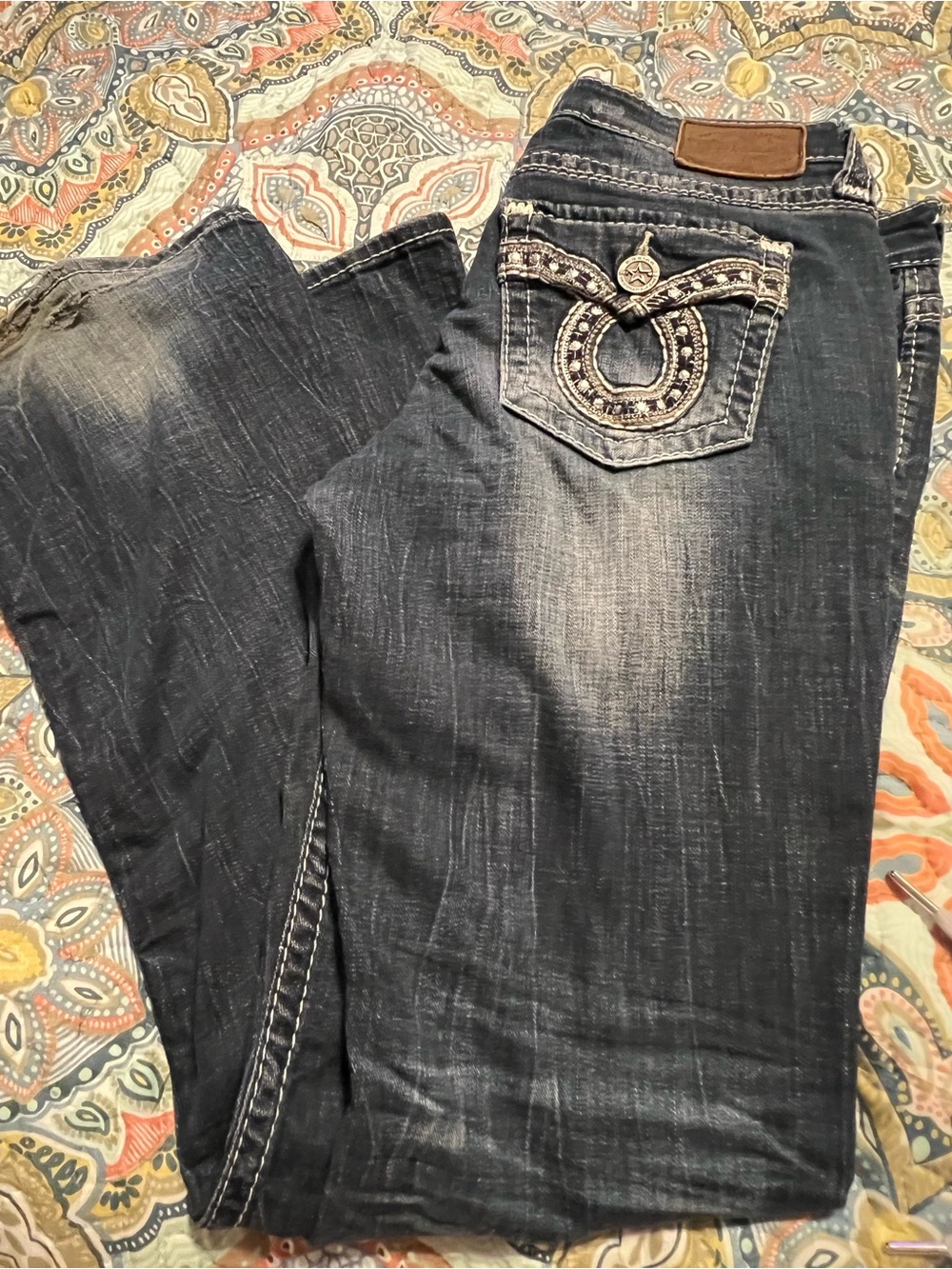Big Star Dark Blue Boot Cut Jeans with Embroidered Pocket